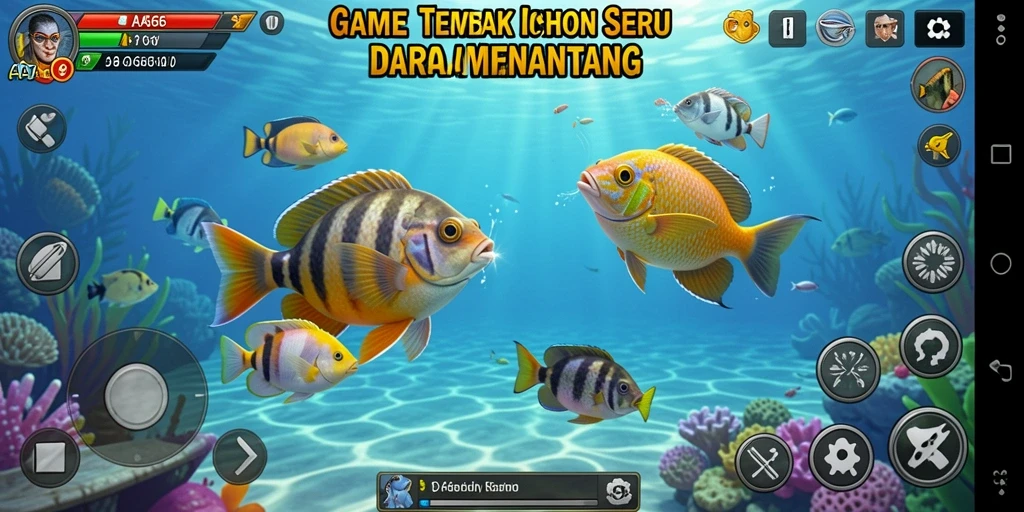 Gameplay seru Tembak Ikan dengan berbagai ikan dan senjata.