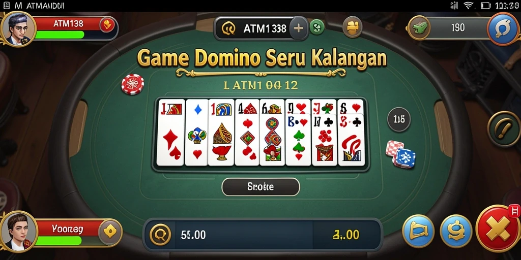 Screenshot utama ATM138 menampilkan keseruan gameplay Domino.