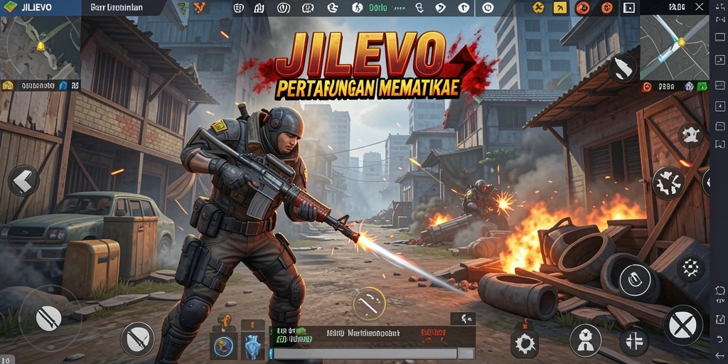 Tampilan gameplay epik di JILIEVO dengan aksi Battle Royale.