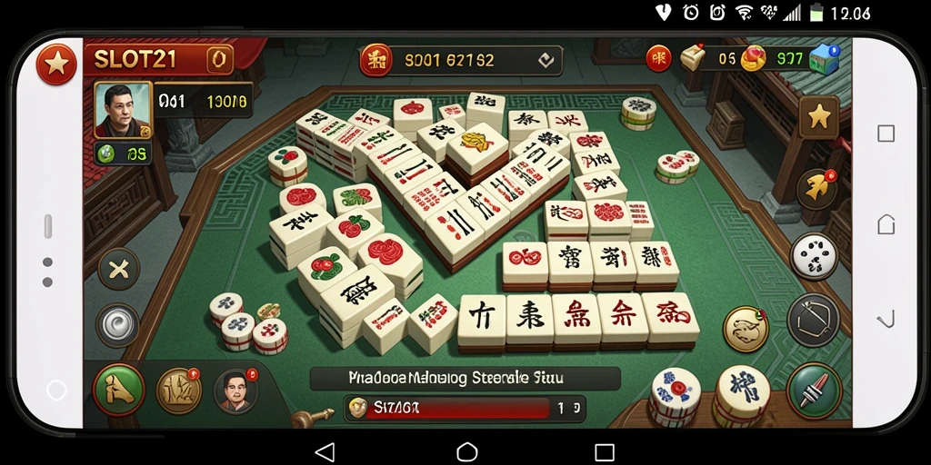 Tampilan gameplay Mahjong yang menarik di SLOT21.